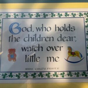 Irish Child's Prayer Wall Decor with Green and Blue Accents